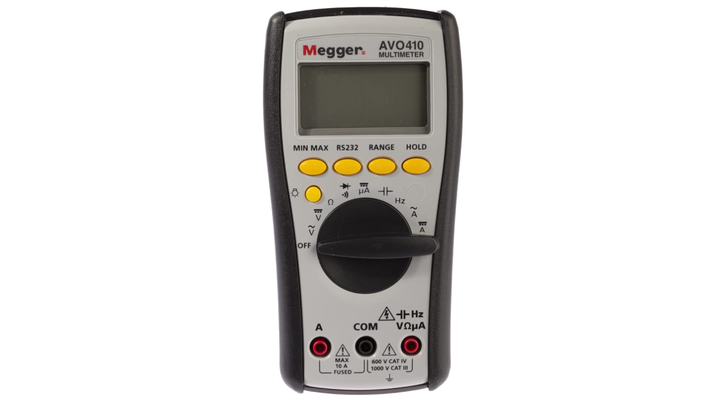 Megger AVO410 Handheld Digital Multimeter, True RMS, 10A ac Max, 10A dc Max, 750V ac Max