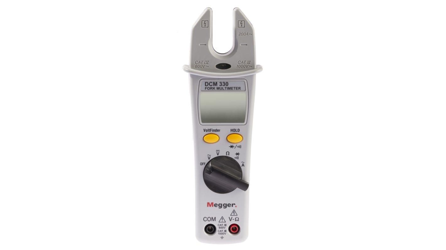 Megger DCM330 Clamp Meter, Max Current 200A ac CAT III 1000 V, CAT IV 600 V