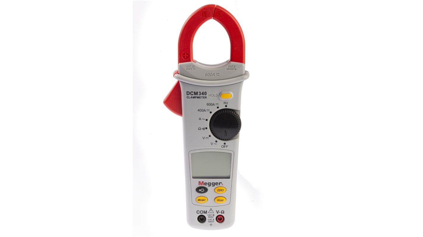 Megger DCM340 Clamp Meter, 600A dc, Max Current 600A ac CAT III 600V