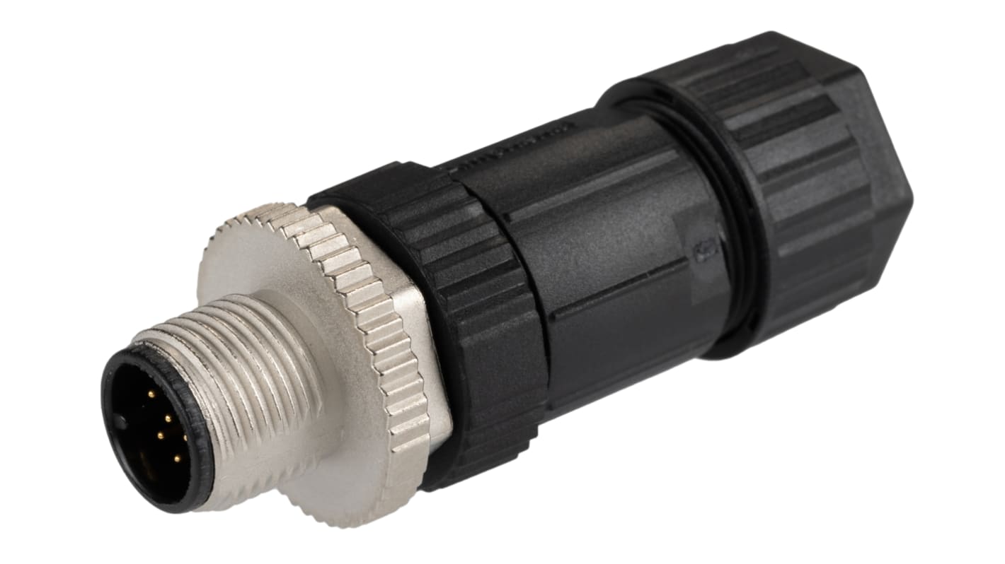 Amphenol Industrial Circular Connector, 12 Contacts, Cable Mount, M12 Connector, Plug, Male, IP67, M Series