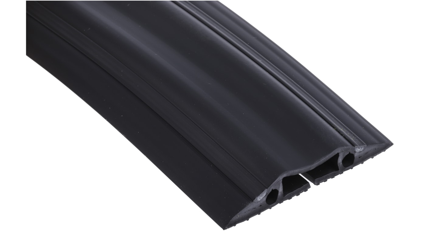 Pasacables de suelo, RS PRO, Negro 30 x 10mm, 1.8m x 30mm x 83 mm PVC