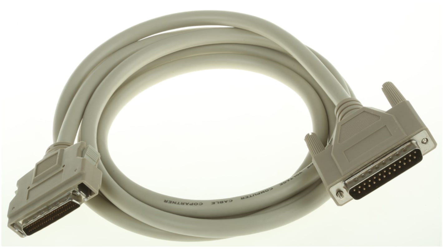 RS PRO Male SCSI-2 to Male 25 Pin D-sub  Cable 2m