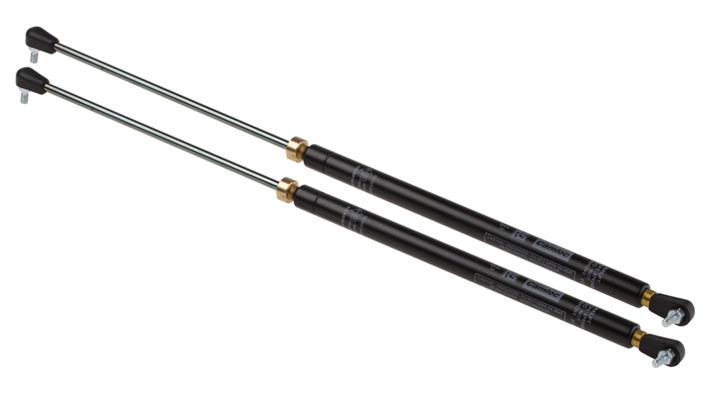 Camloc 400N钢制随意停气弹簧, 200.0mm行程, 450.0mm延展, 球窝接头, 6.0mm杆径, 15.0mm管径