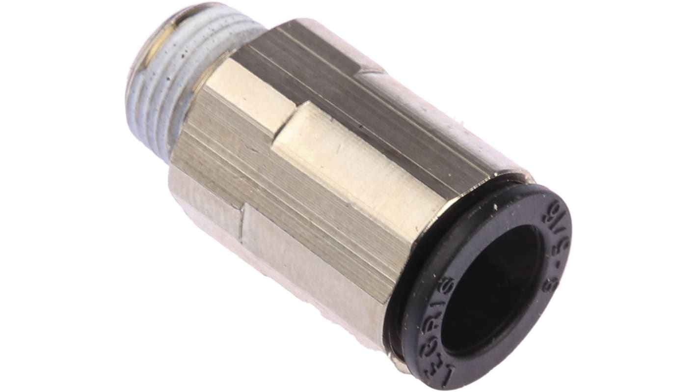 Legris LF3000 R1/8 Stecker x 8-mm-Steckanschluss Gerader Gewindeadapter, Gewinde-zu-Rohr, Messing vernickelt, R1/8