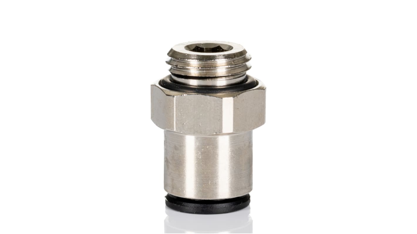 Legris LF3000 G1/4 Stecker x 8-mm-Steckanschluss Gerader Gewindeadapter, Gewinde-zu-Rohr, Messing vernickelt, G1/4