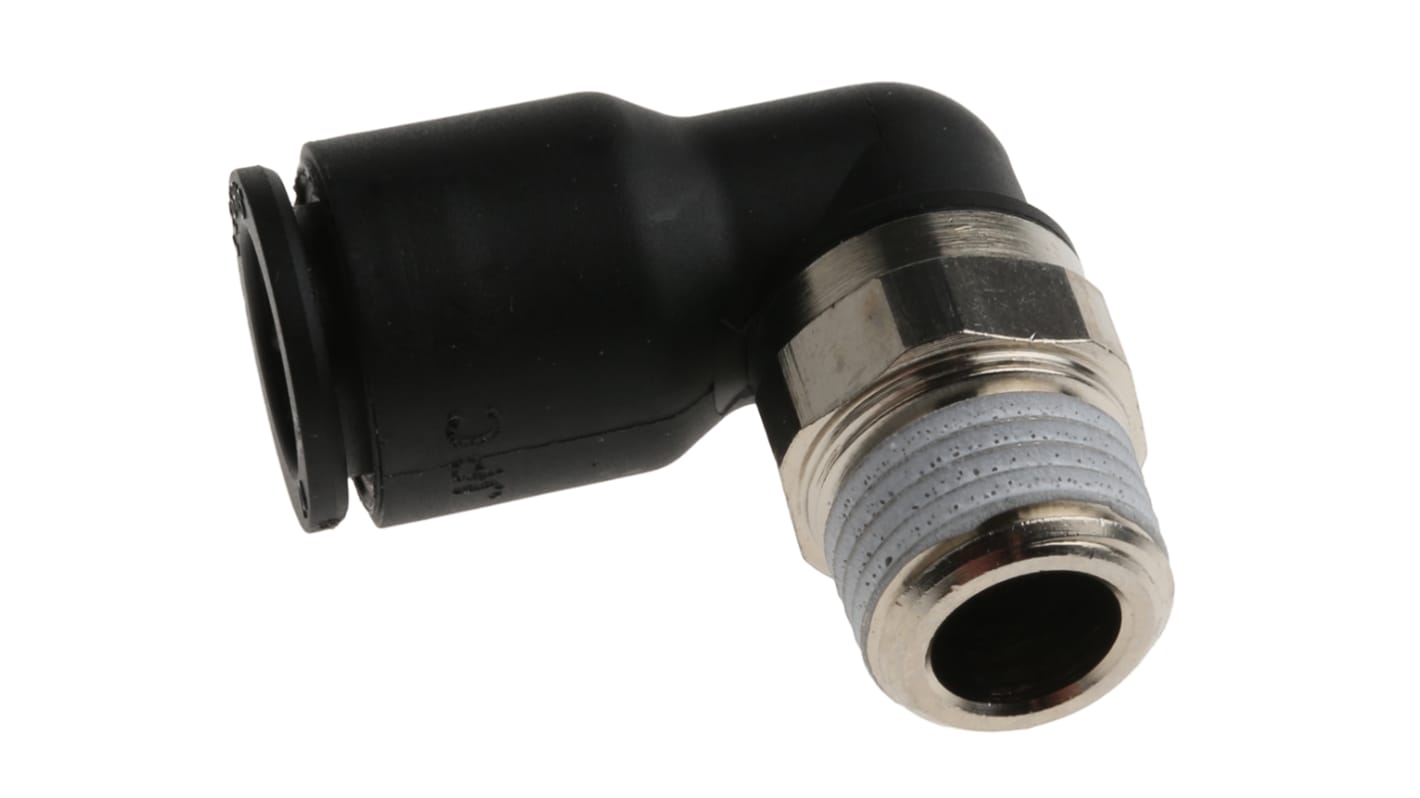 Legris LF3000 Series Elbow Threaded Adaptor, R 1/4 Male to Push In 10 mm, Threaded-to-Tube Connection Style