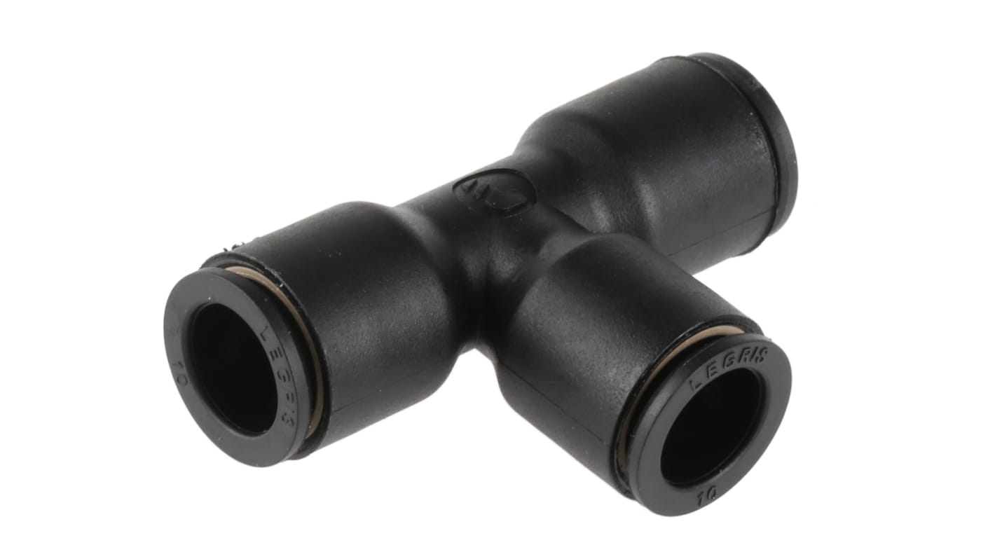 Legris LF3000 Series Tee Tube-to-Tube Adaptor Push In 10 mm, Push In 10 mm to Push In 10 mm, Tube-to-Tube Connection