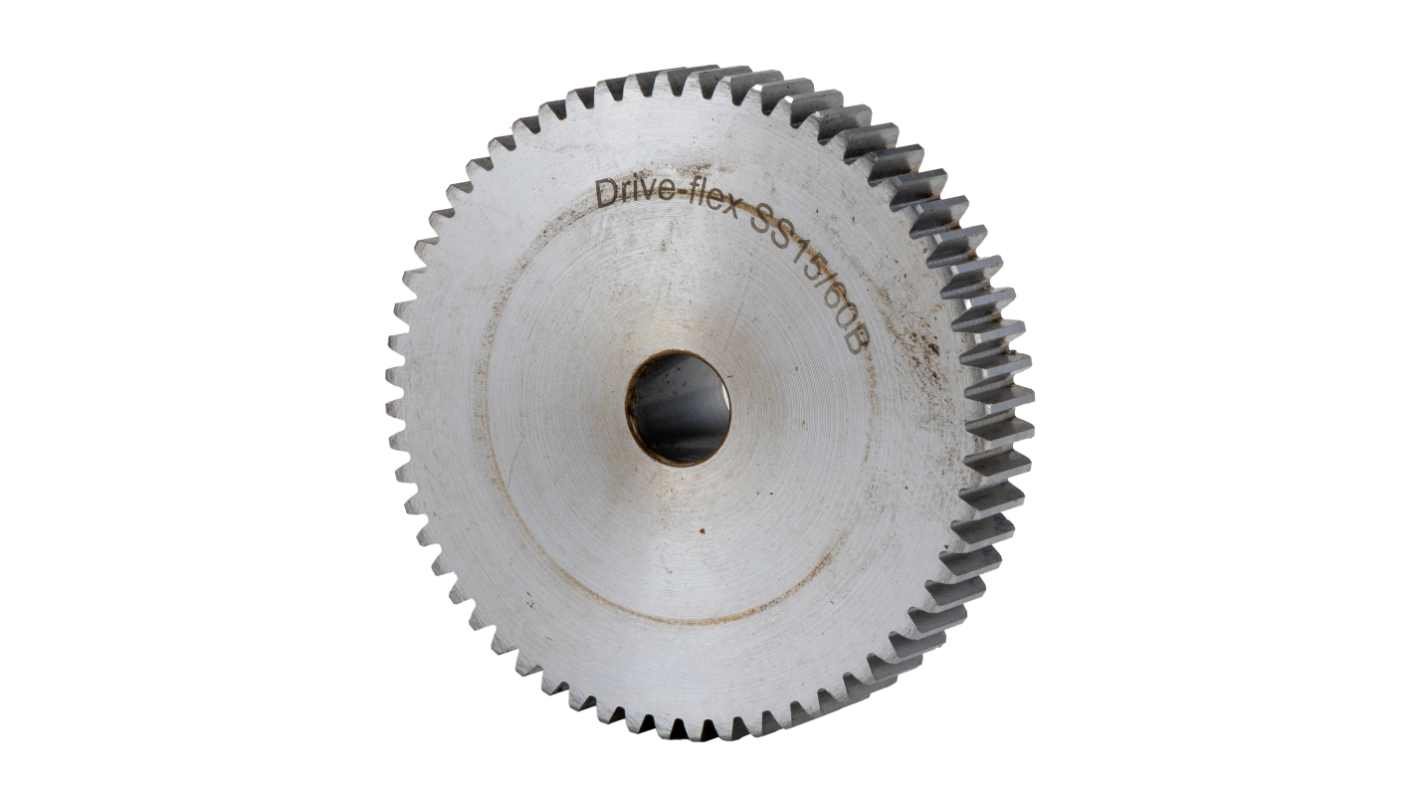 Ingranaggio cilindrico RS PRO, modulo 1.5, 60 denti, passo Ø 90mm, semigiunto Ø 60mm, foro Ø 15mm, in Acciaio