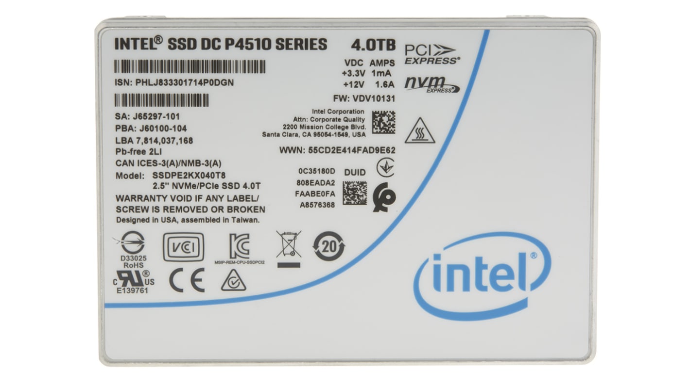 SSDPE2KX040T801 | Intel ソリッドステートドライブ SSD 内蔵