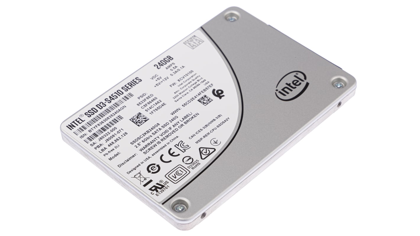 Intel Belső SSD merevlemez AES-256 240 GB SATA III 6 Gbit/s Igen TLC 0 → +70°C