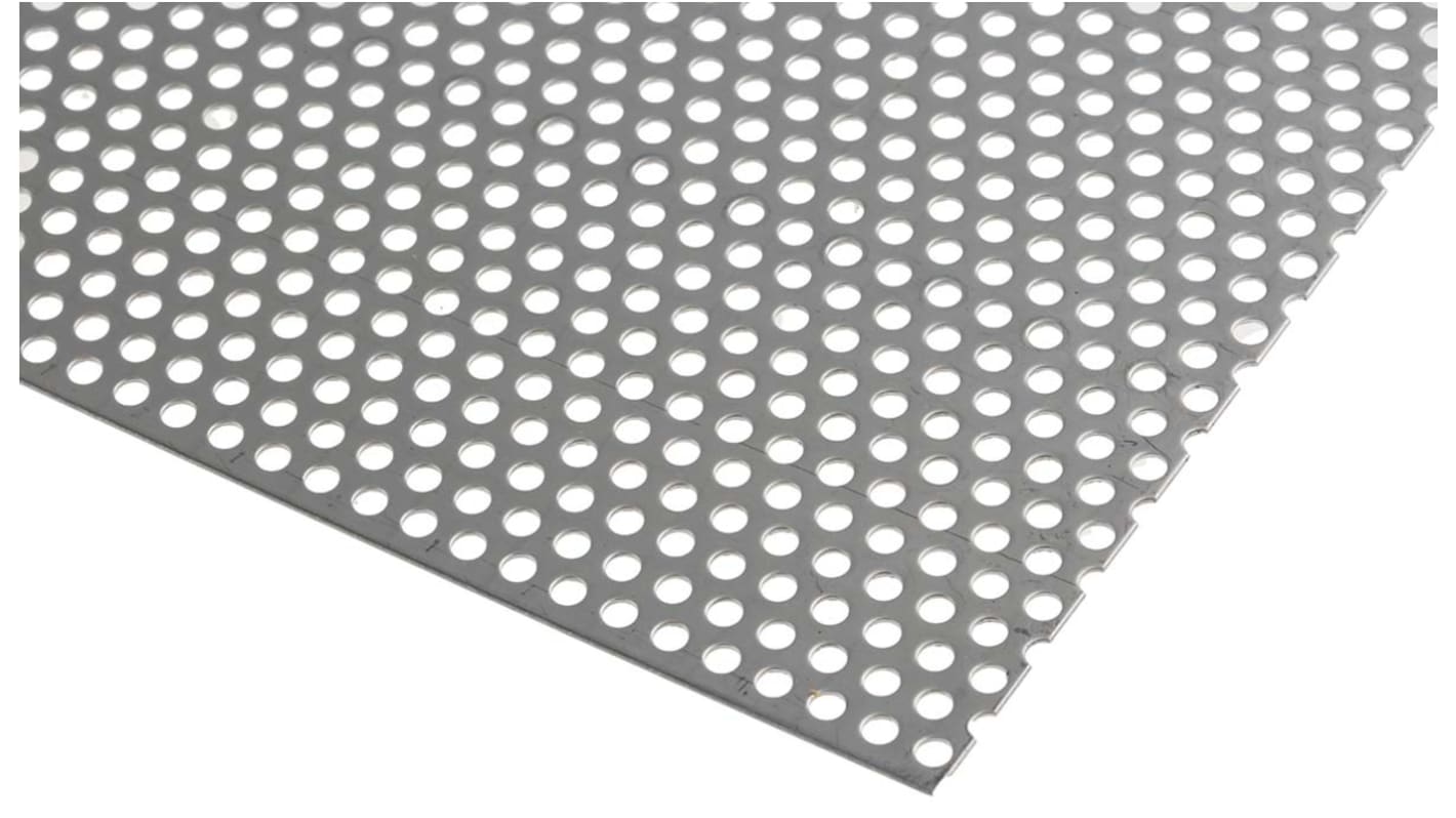 RS PRO Stainless Steel Perforated Metal Sheet 500mm x 500mm, 0.55mm Thick