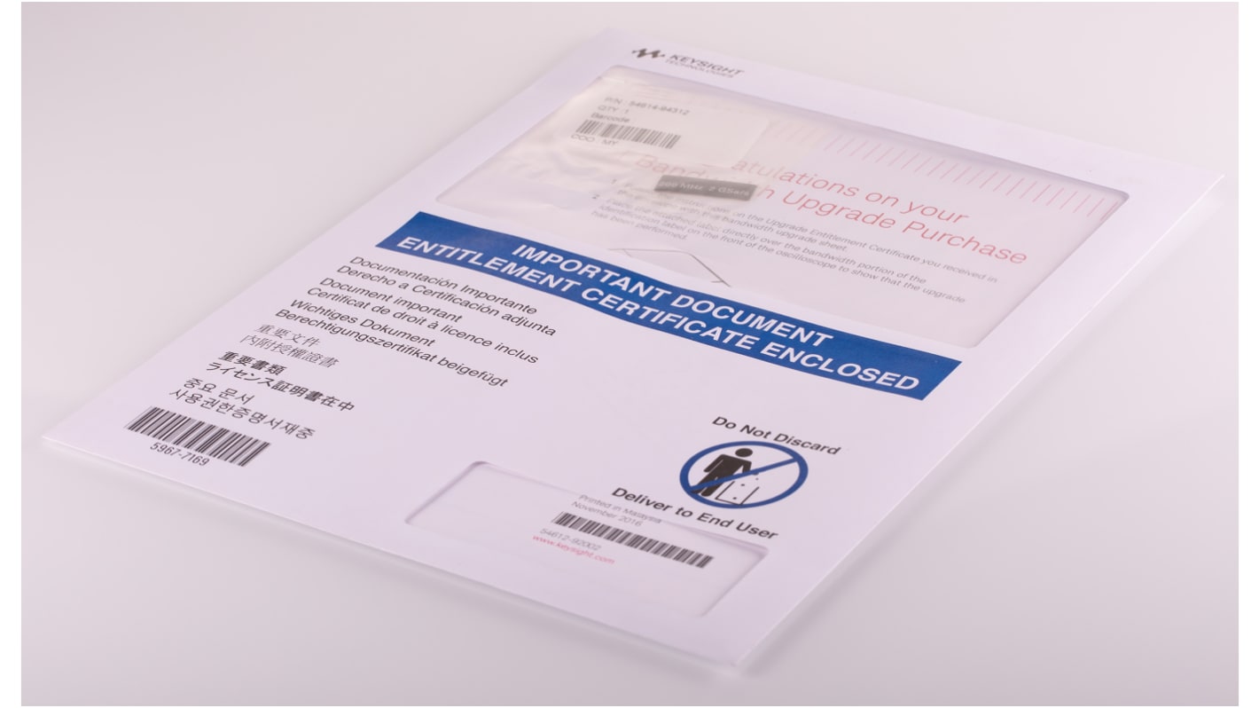 Oprogramowanie do oscyloskopów, Zwiększenie przepustowości, Oscyloskopy DSOX1204A, oscyloskopy DSOX1204G, licencje: 1