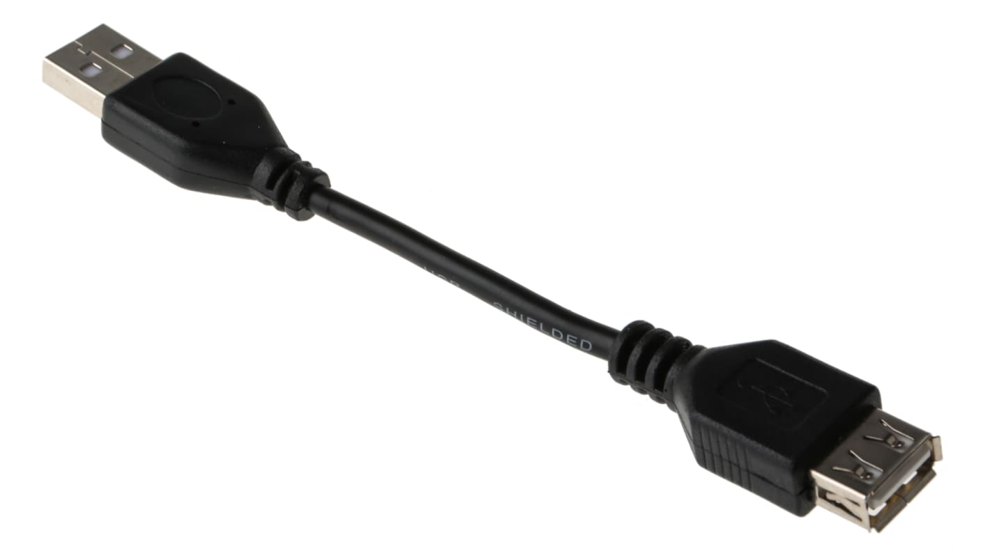 RS PRO USB 2.0, Male USB A to Female USB A, 120mm