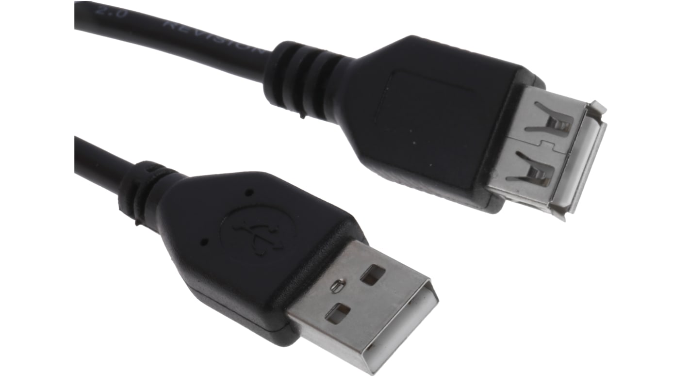 RS PRO USB-kabel, Sort, USB A til USB A, 5m