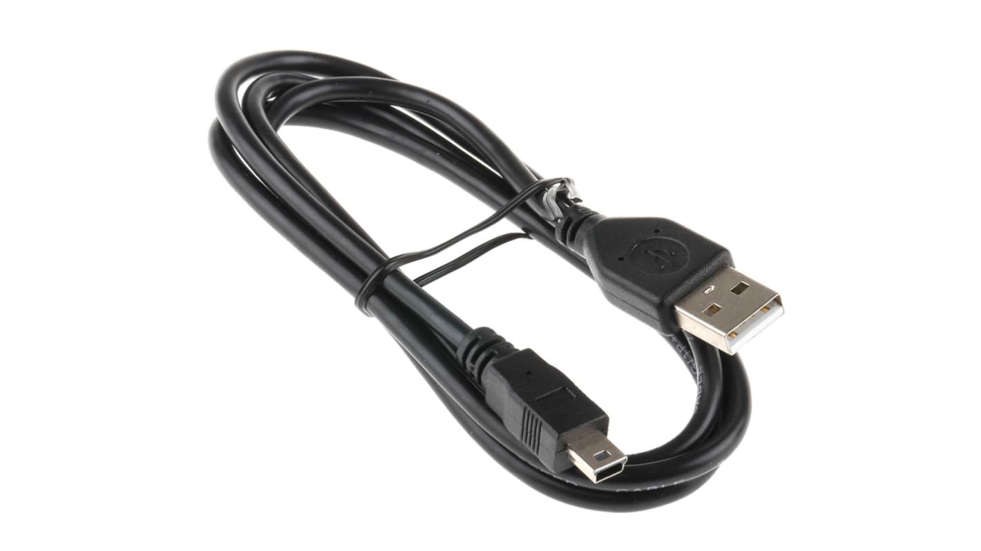 RS PRO USB-kabel, Sort, USB A til Mini USB B, 1m