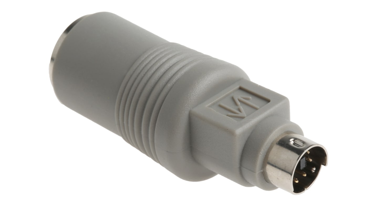 RS PRO 49.5mm Male 6 Pin Mini DIN to Female 5 Pin DIN Grey KVM Mixed Cable Assembly