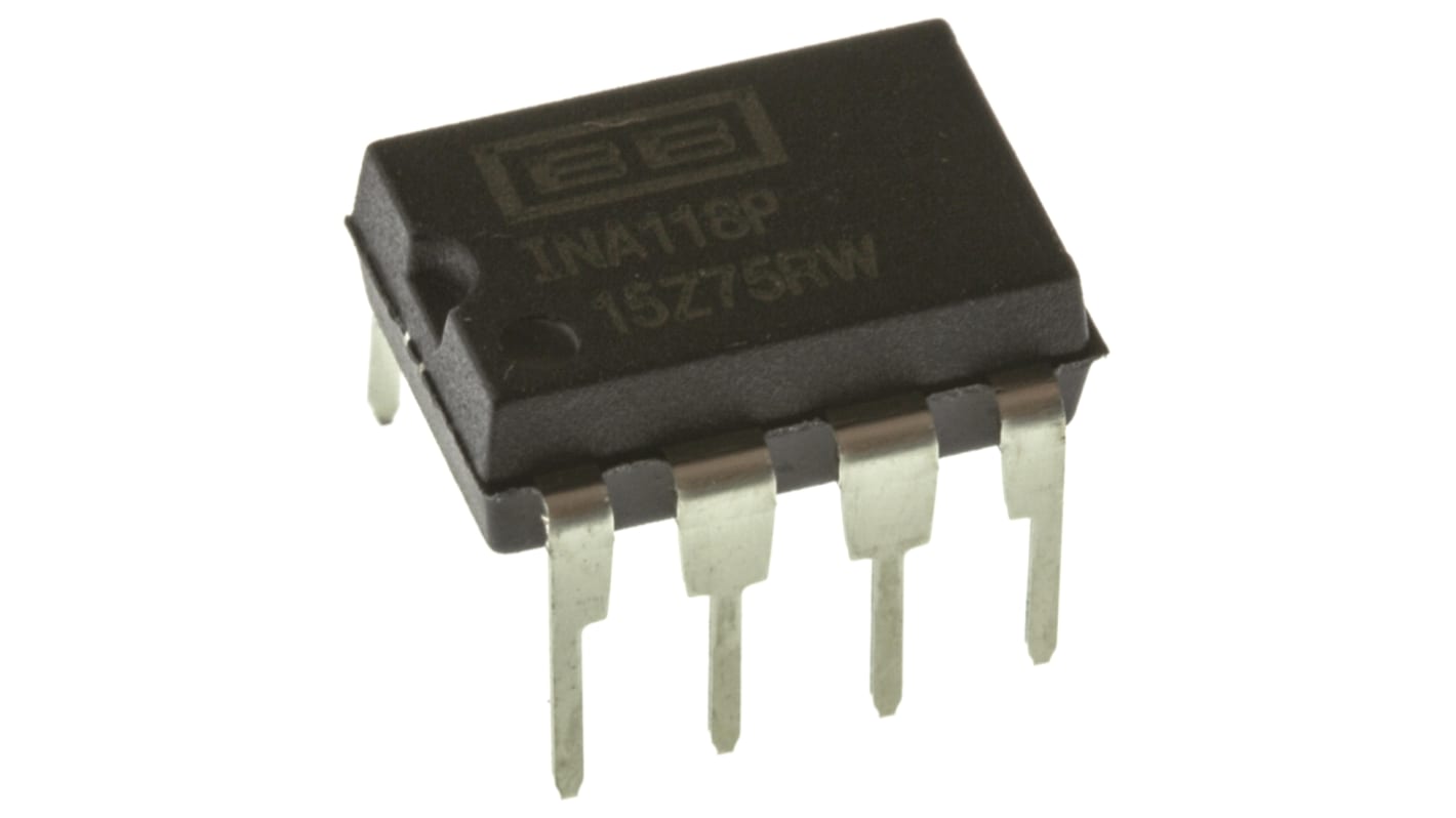 INA118P Texas Instruments, Instrumentation Amplifier, 125μV Offset 800kHz, 8-Pin PDIP