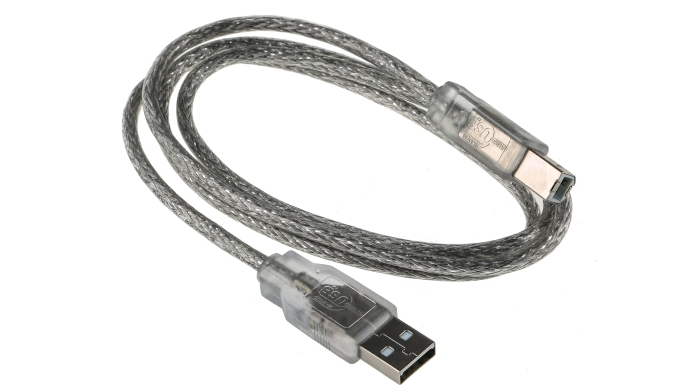 RS PRO USB 2.0, Male USB A to Male USB B, 1m