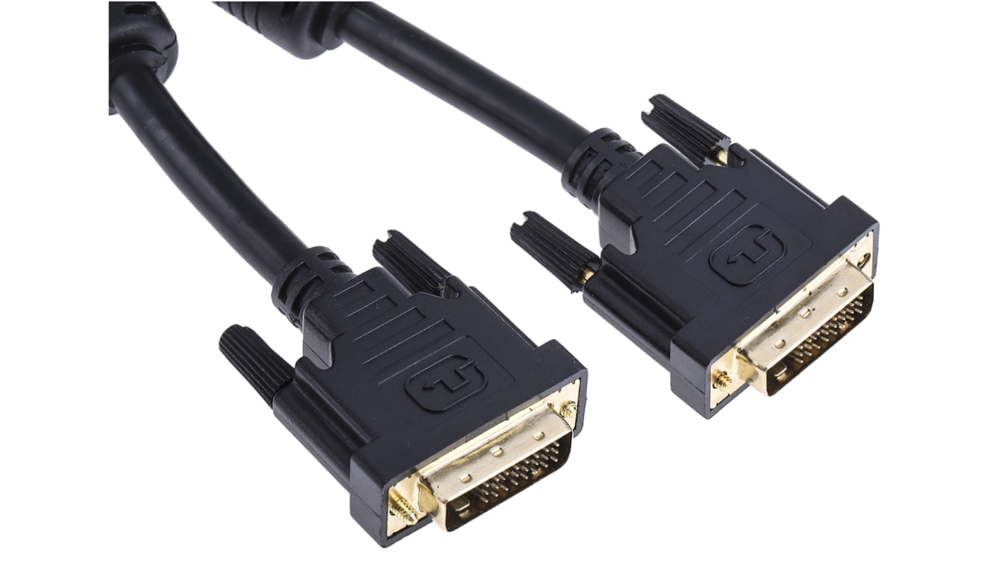 Cable DVI RS PRO de color Negro, con. A: DVI-D Dual Link macho, con. B: DVI-D Dual Link macho, long. 2m