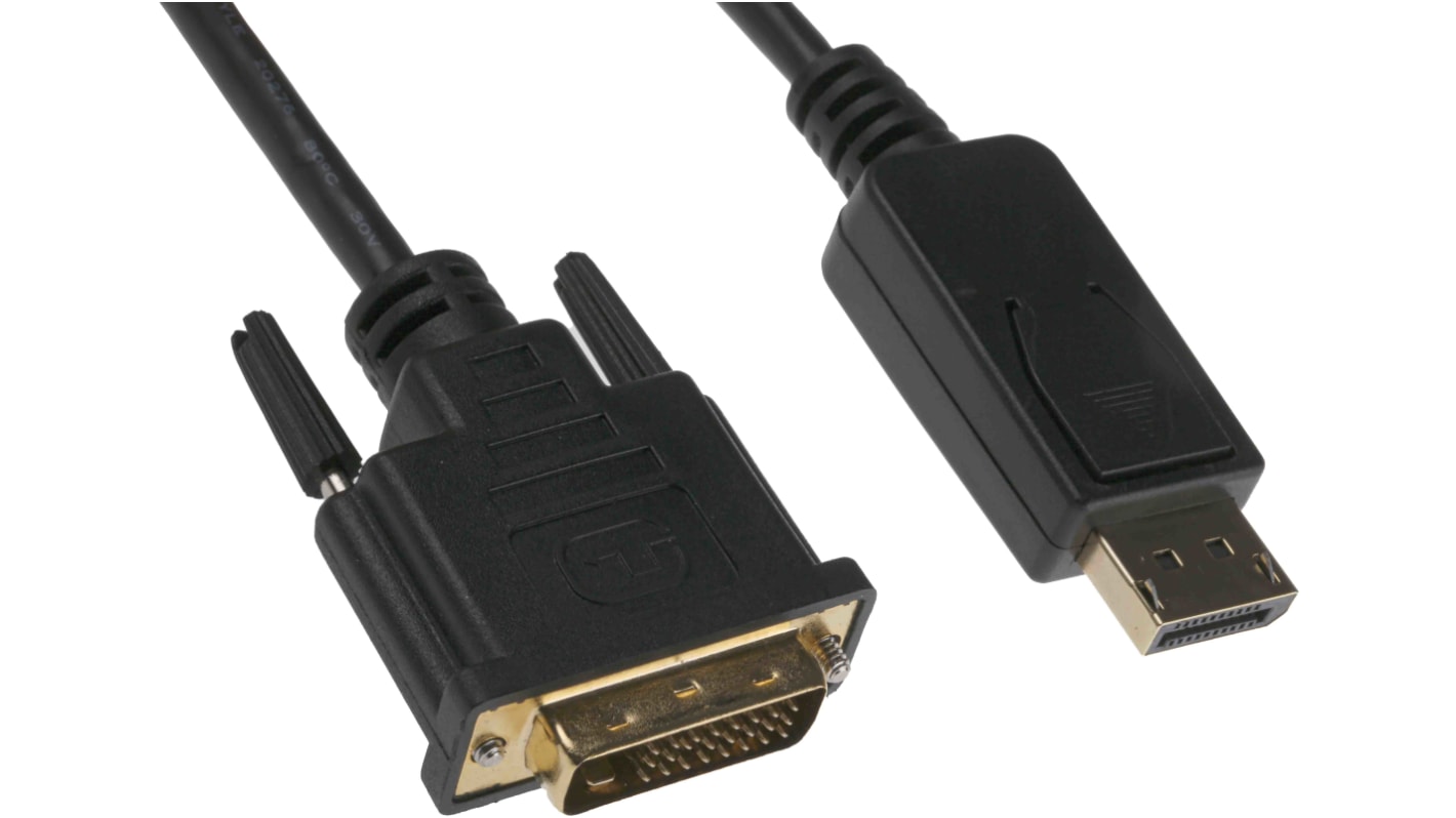 RS PRO Male DisplayPort to Male DVI-D Dual Link, PVC Cable, 1080p, 5m