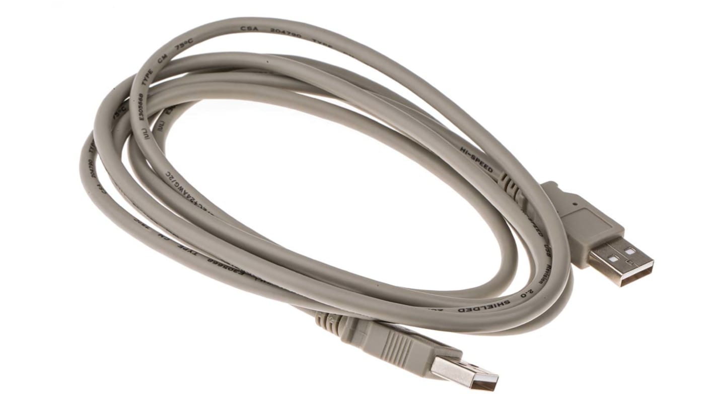 RS PRO USB-kábel, USB A - USB A, Szürke, 2m