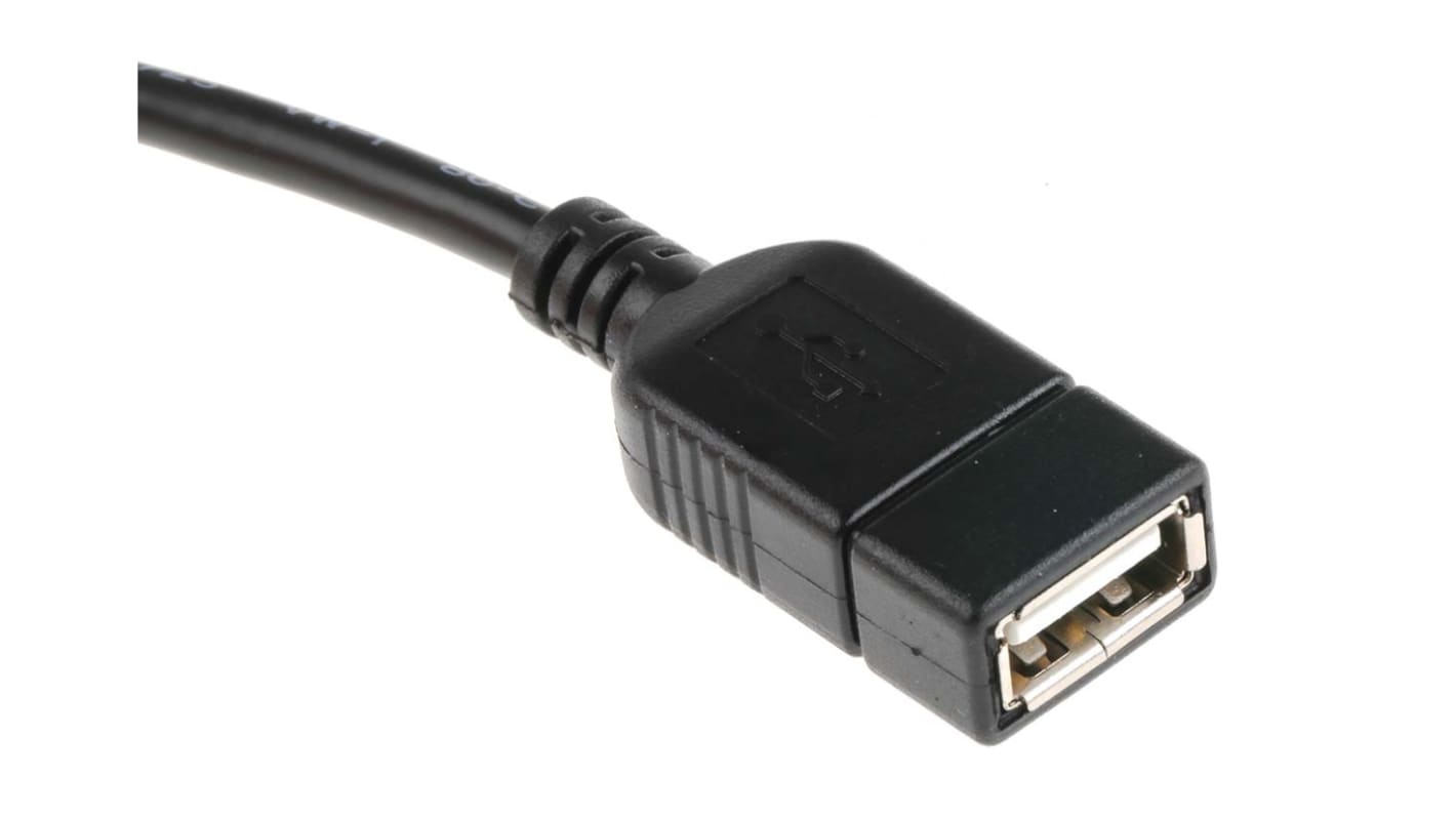 RS PRO USB-kábel, USB B - USB A, Fekete, 150mm