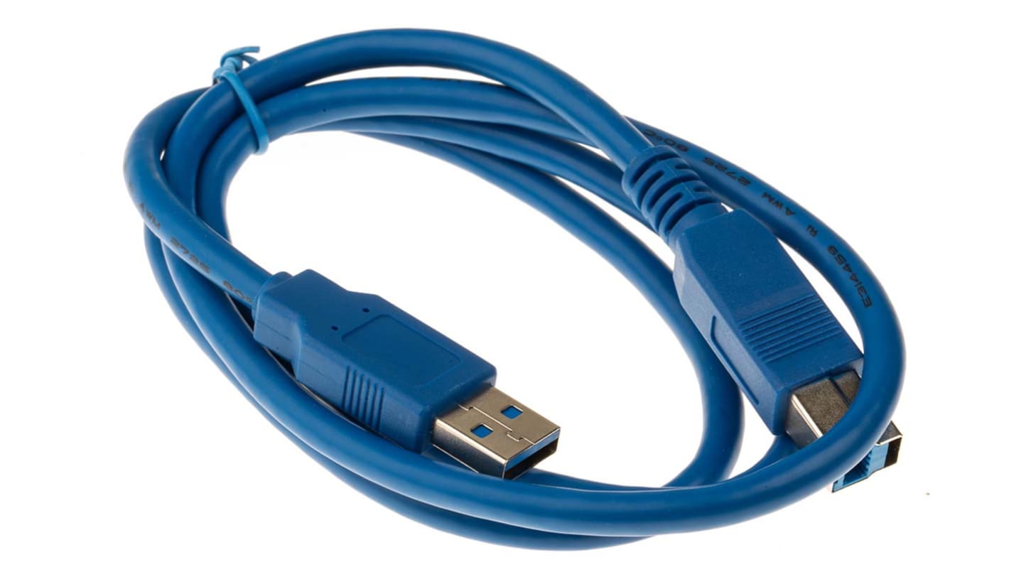 RS PRO USB 3.0 Cable, Male USB A to Male USB B Cable, 1m