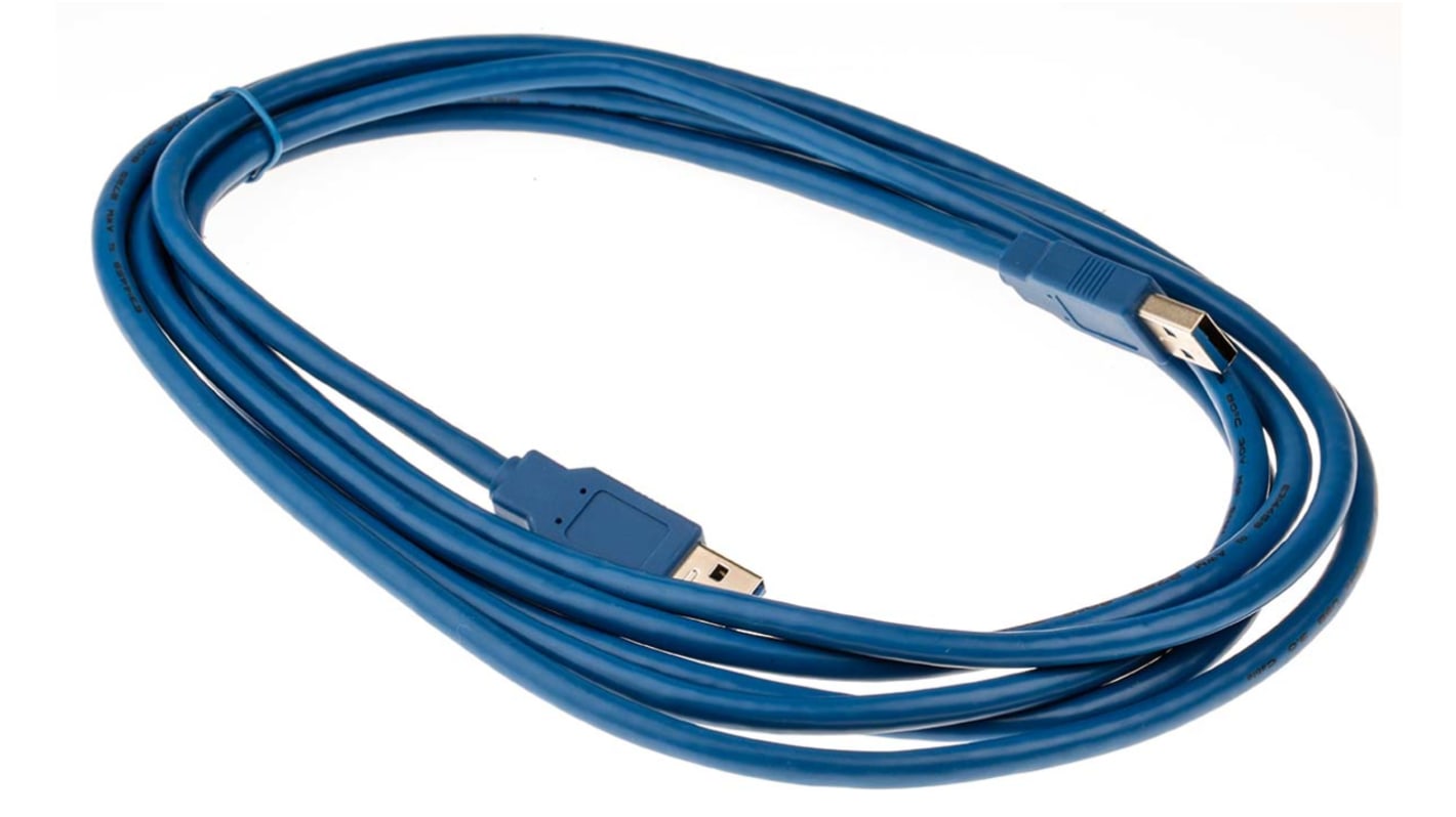 RS PRO USB-kábel, USB A - USB A, Kék, 3m