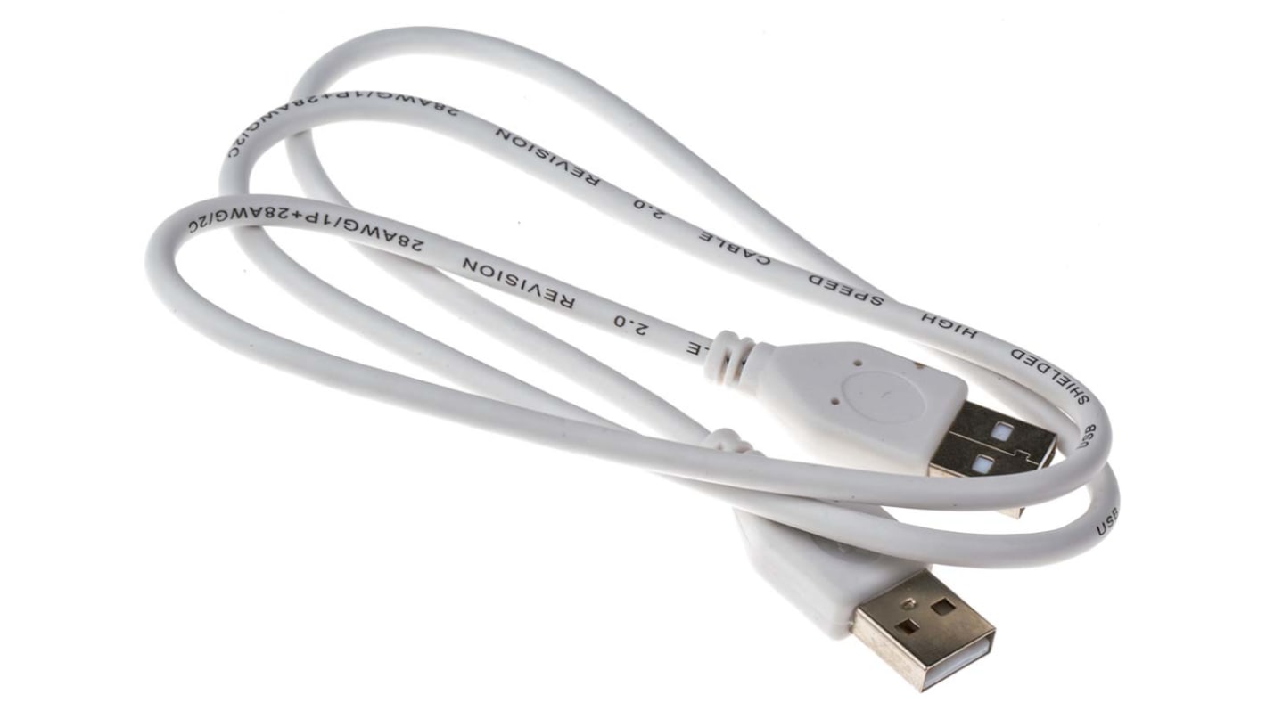 Kabel USB Złącze A USB A Złącze B USB A dł. 800mm Przewód USB USB 2.0 kolor: Biały