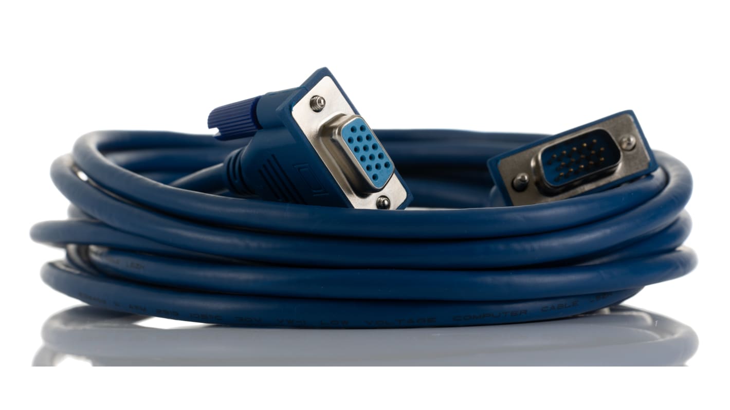 Kabel VGA złącze A Męskie złącze B Żeńskie długość 5m RS PRO
