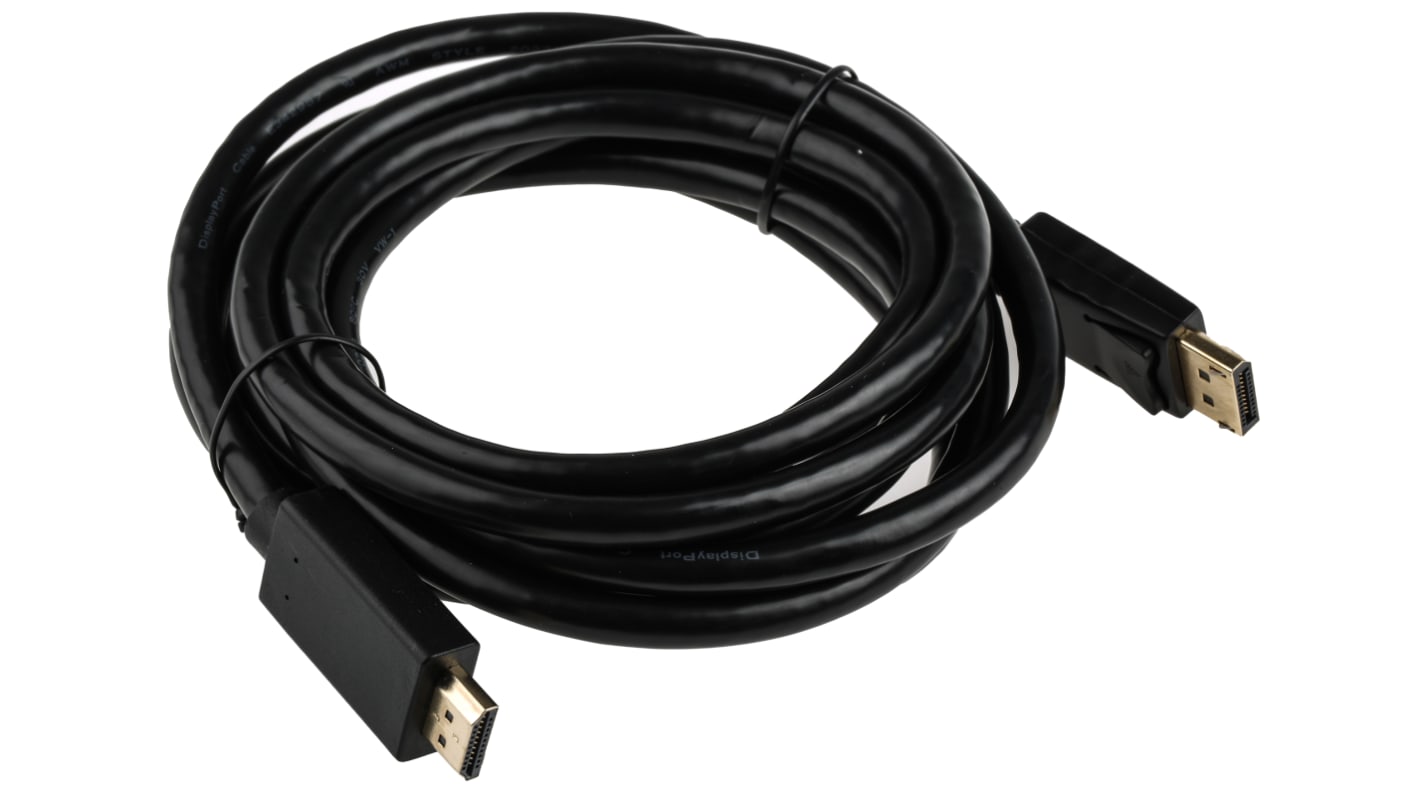 RS PRO Male DisplayPort to Male HDMI Cable, 4K, 3m