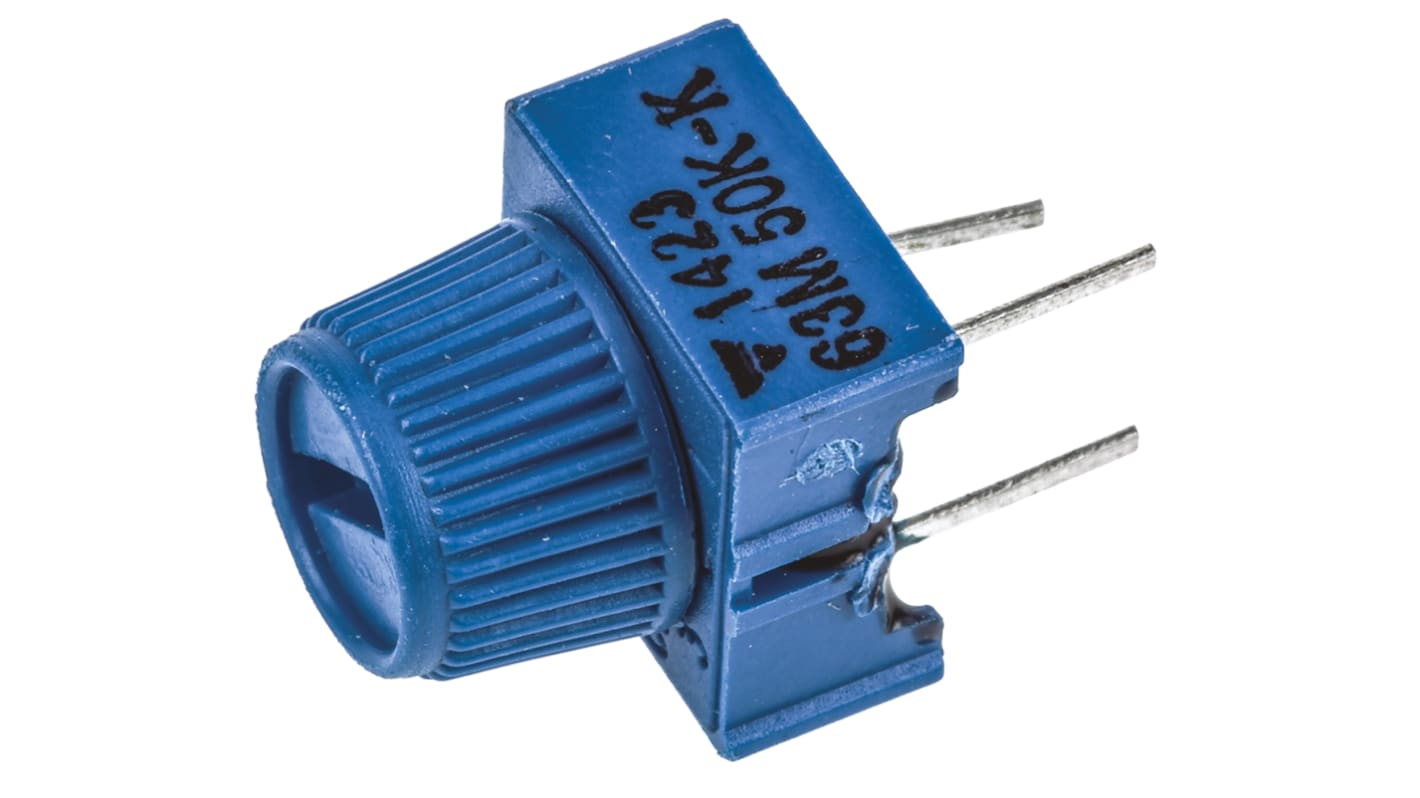 50kΩ, Through Hole Trimmer Potentiometer 0.5W Top Adjust Vishay, 63M