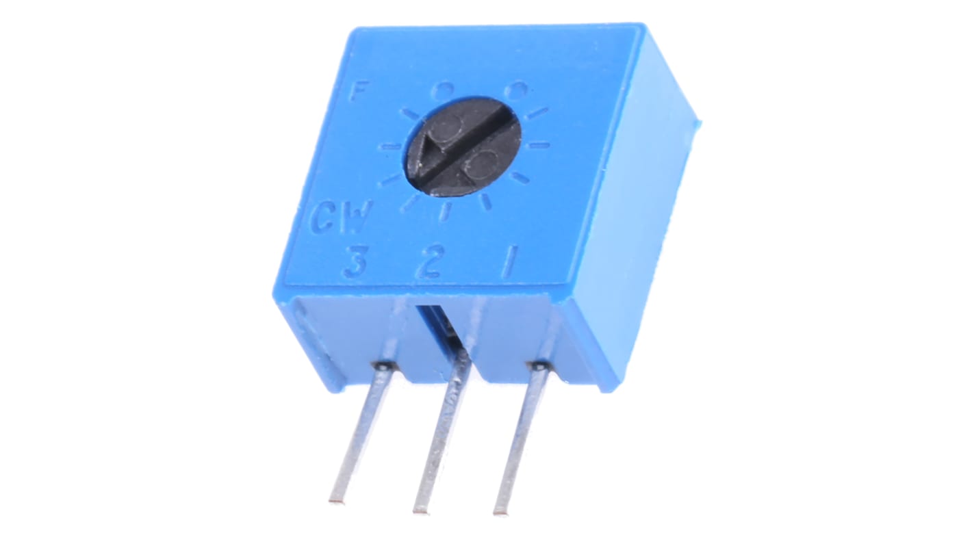 Vishay 63S Series Through Hole Trimmer Resistor with Pin Terminations, 10kΩ ±10% 1/2W ±100ppm/°C Top Adjust