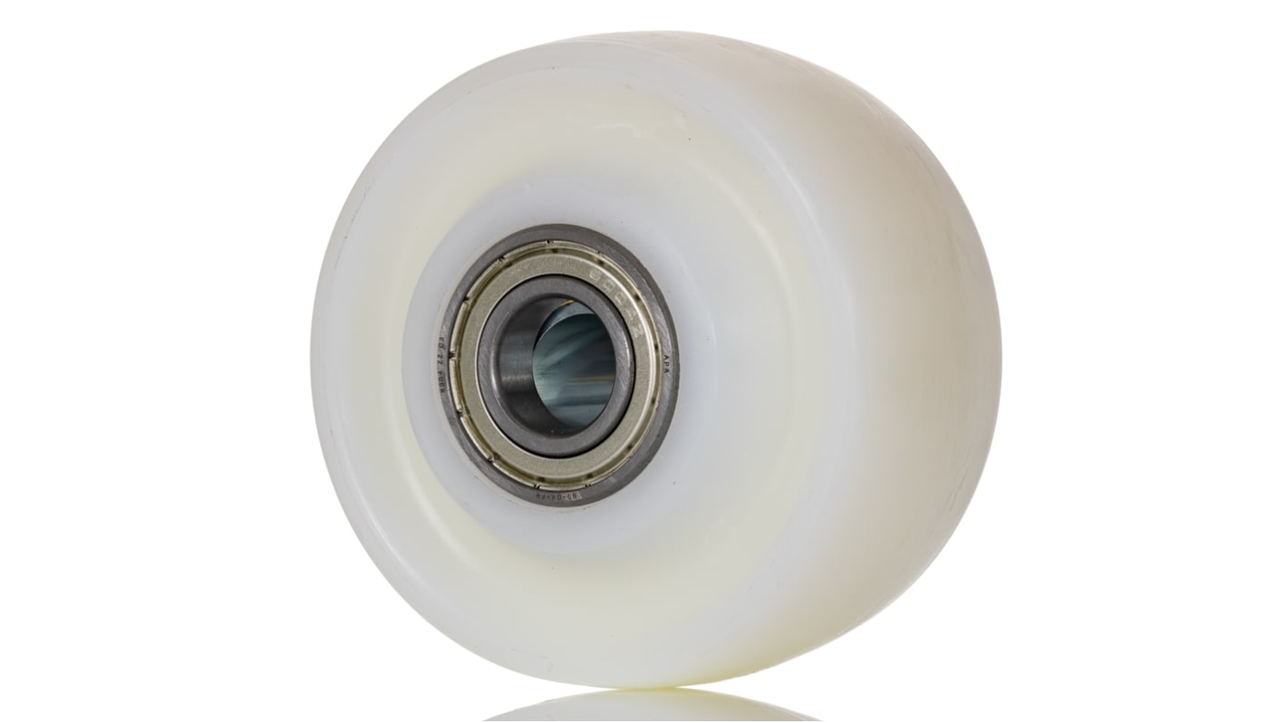 Kółko do wózka, Nylon twardy, Poliamid, Biały, obc.: 1200kg, śred.: 100mm, szer.: 50mm