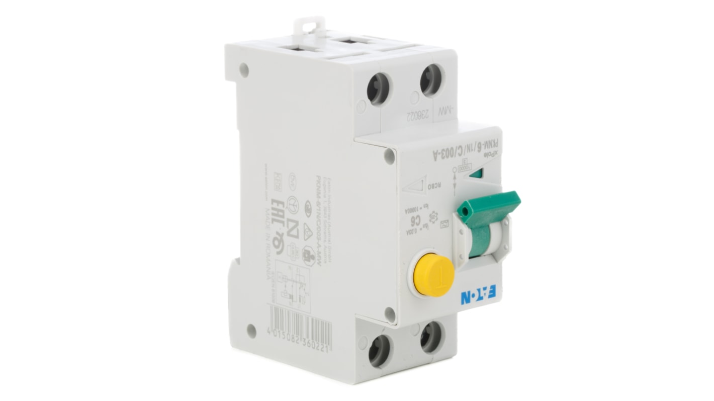 Interruptor automático y diferencial 1P+N, 16A, Sensibilidad 30mA, Curva Tipo C, Poder de corte 10 kA, Montaje en
