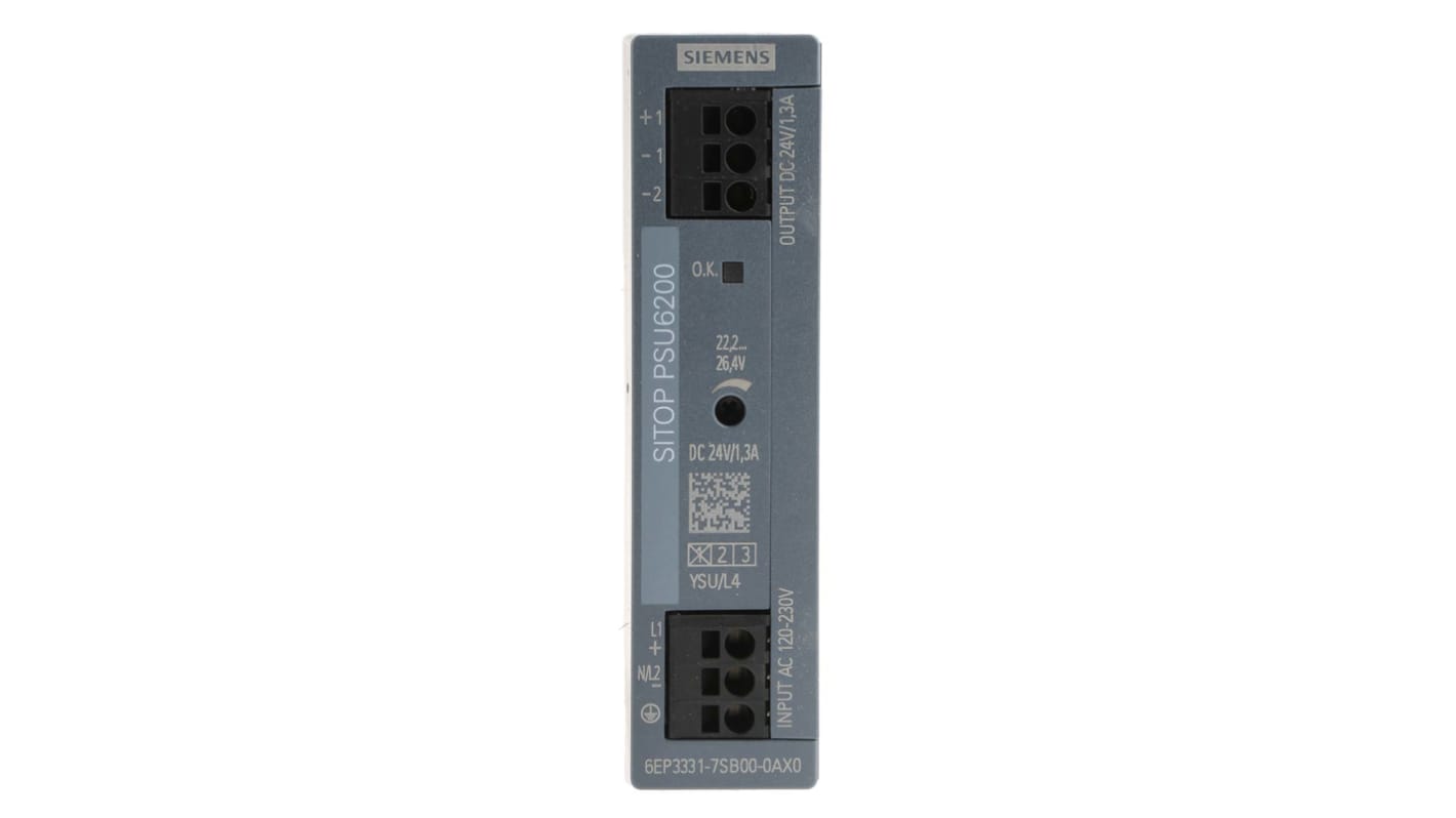 Alimentatore a montaggio su guida DIN Siemens, 24V cc, 1.3A, 120 → 230 V ac / 120 → 240V cc, 31.2W