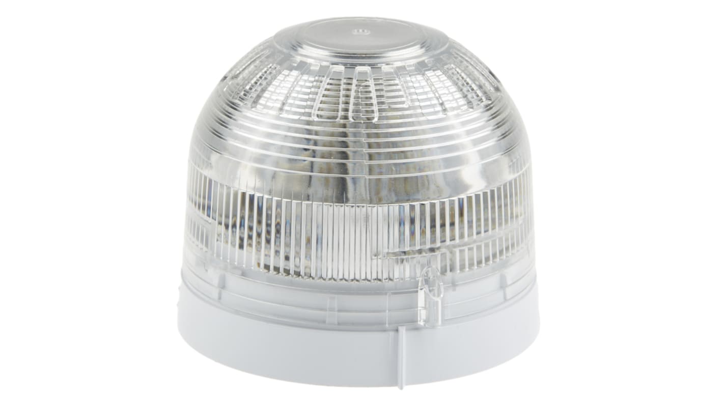 Klaxon 透明LED警示灯, 白色外壳, 17 → 60 v 直流, Φ98mm底座, 底座安装, IP21