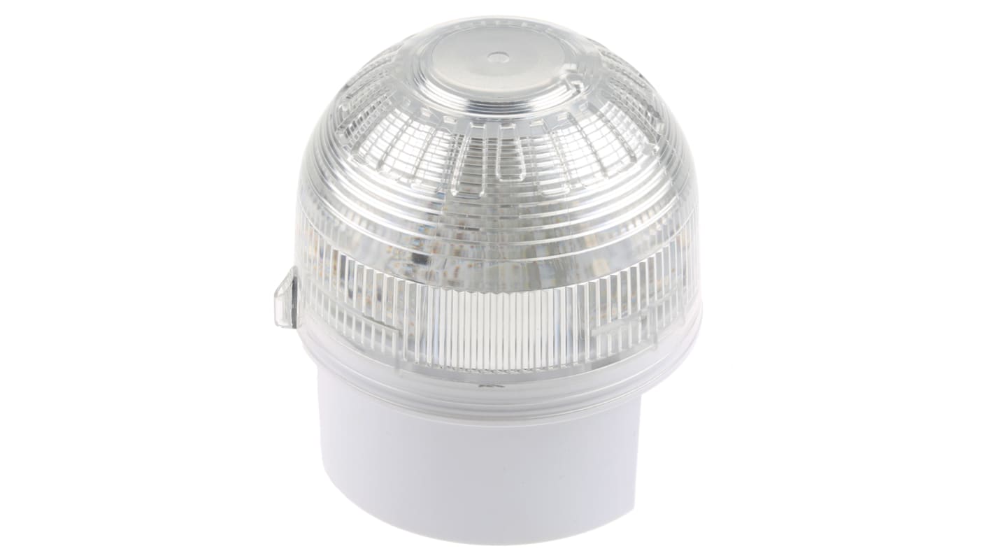 Klaxon 透明LED警示灯, 白色外壳, 17 → 60 v 直流, Φ98mm底座, 底座安装, IP65