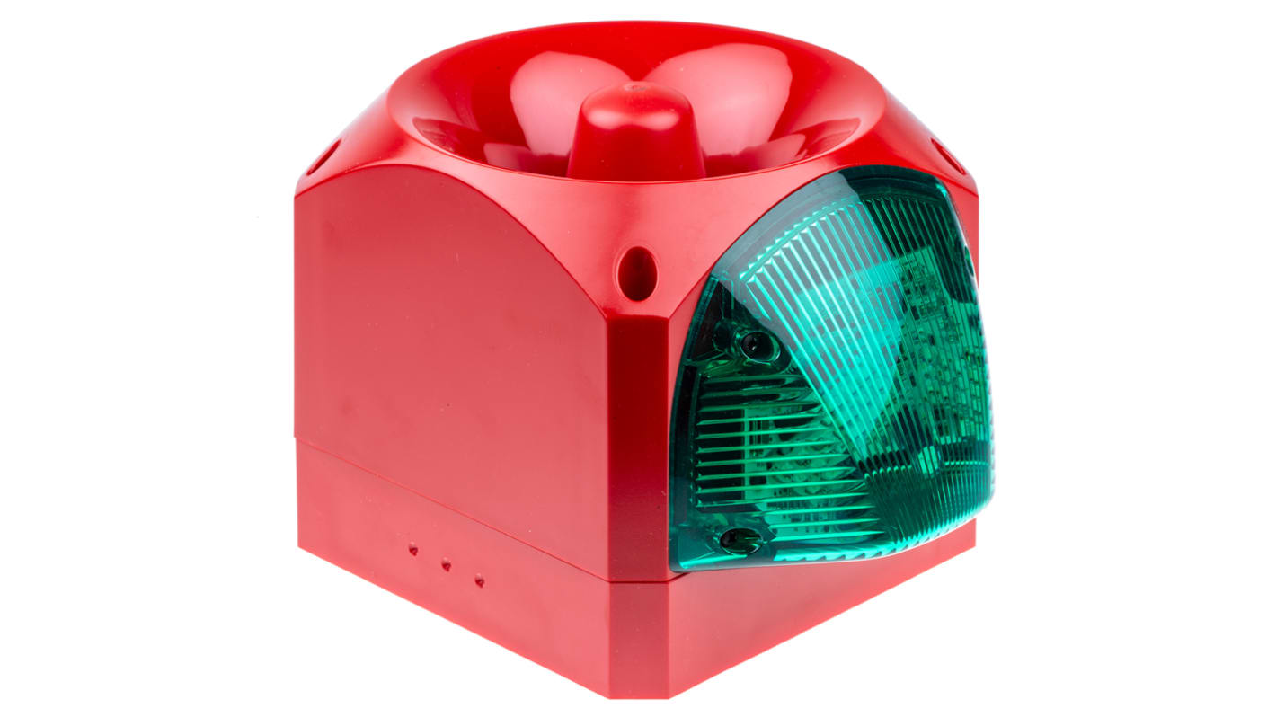 Klaxon Green Sounder Beacon, 10 → 60 V dc, IP66, 120dB at 1 Metre