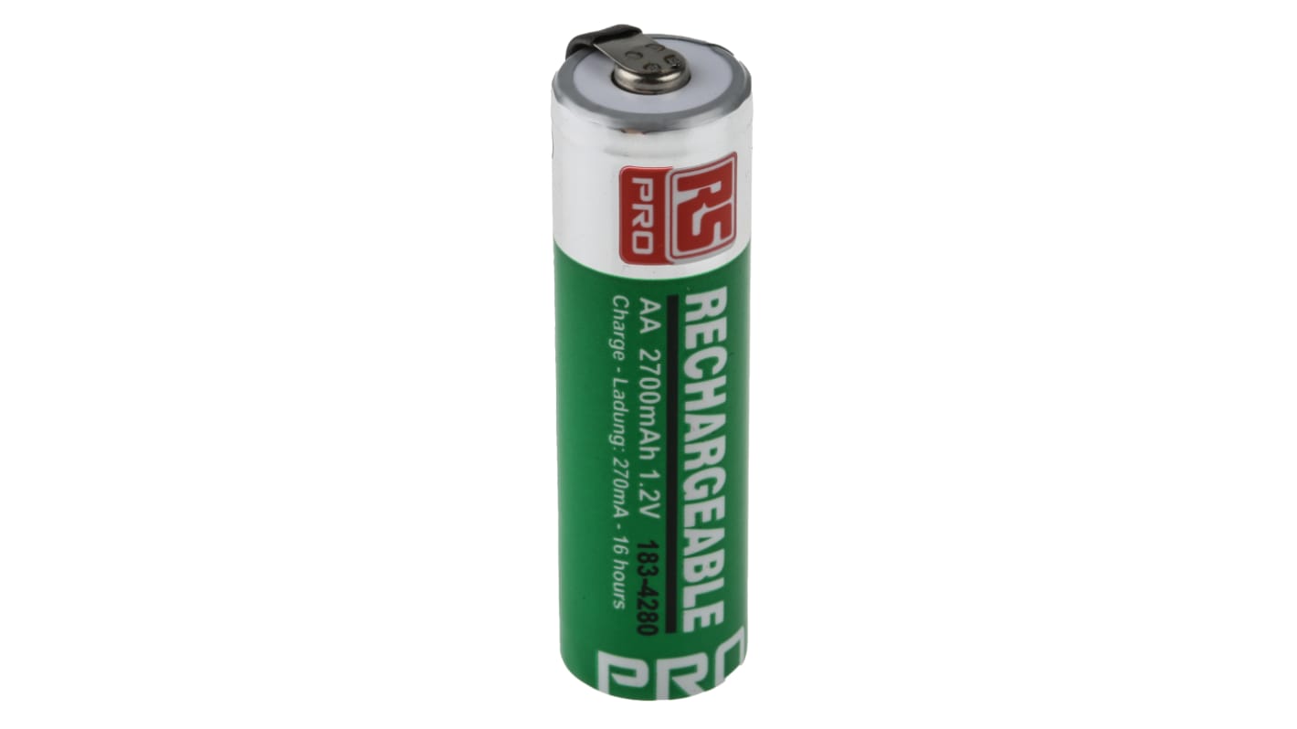 RS PRO AA NiMH Rechargeable AA Battery, 2.7Ah, 1.2V - Pack of