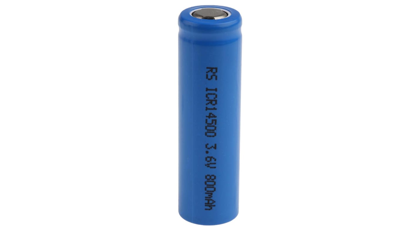 RS PRO RS PRO, 3.6V, 14500, Lithium-Ion Rechargeable Battery, 820mAh