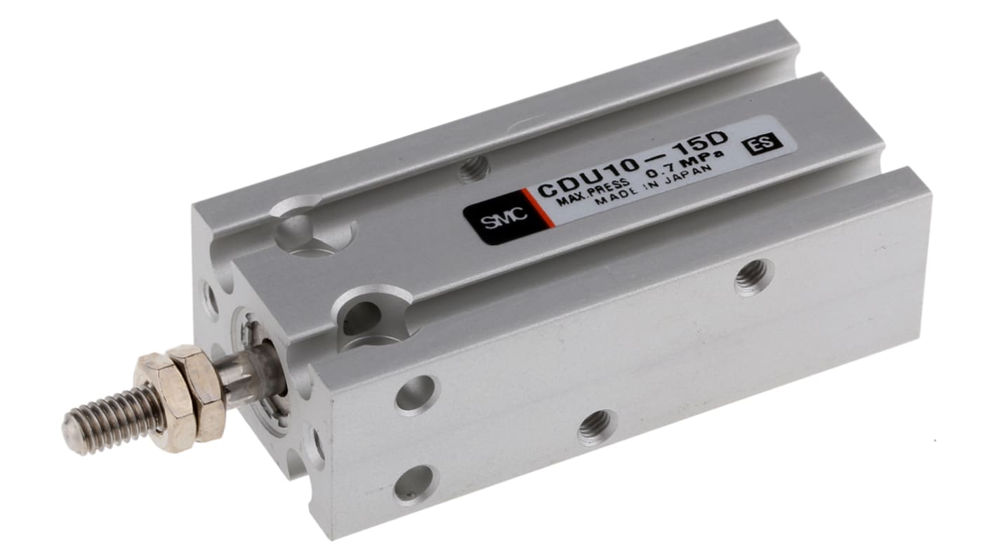 SMC Pneumatic Piston Rod Cylinder - 10mm Bore, 15mm Stroke, CU Series, Double Acting