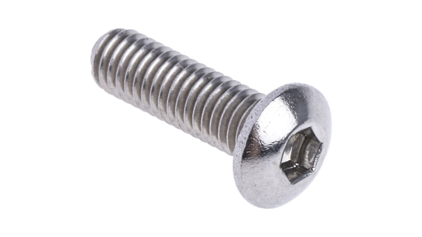 RS PRO M3 x 10mm Hex Socket Button Screw Stainless Steel