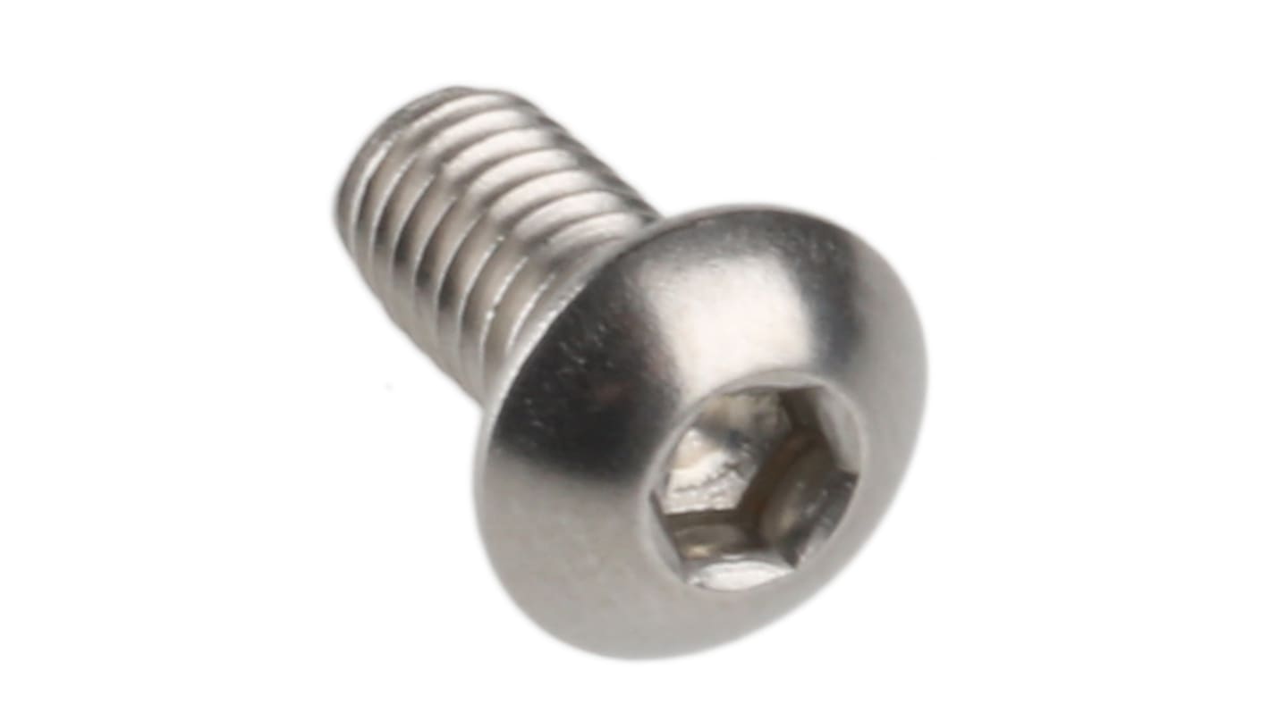 RS PRO M4 x 8mm Hex Socket Button Screw Stainless Steel