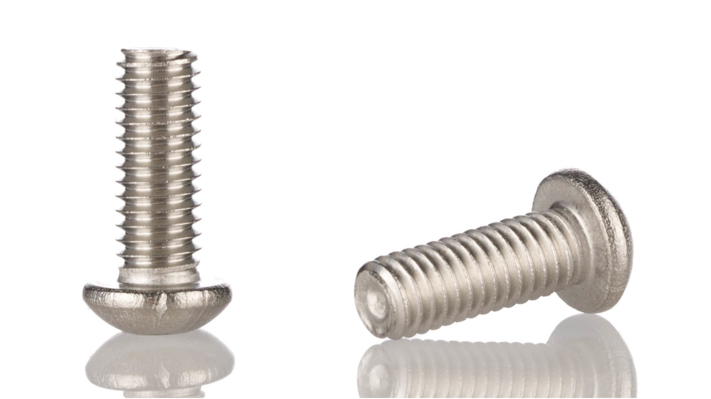 RS PRO M5 x 10mm Hex Socket Button Screw Stainless Steel