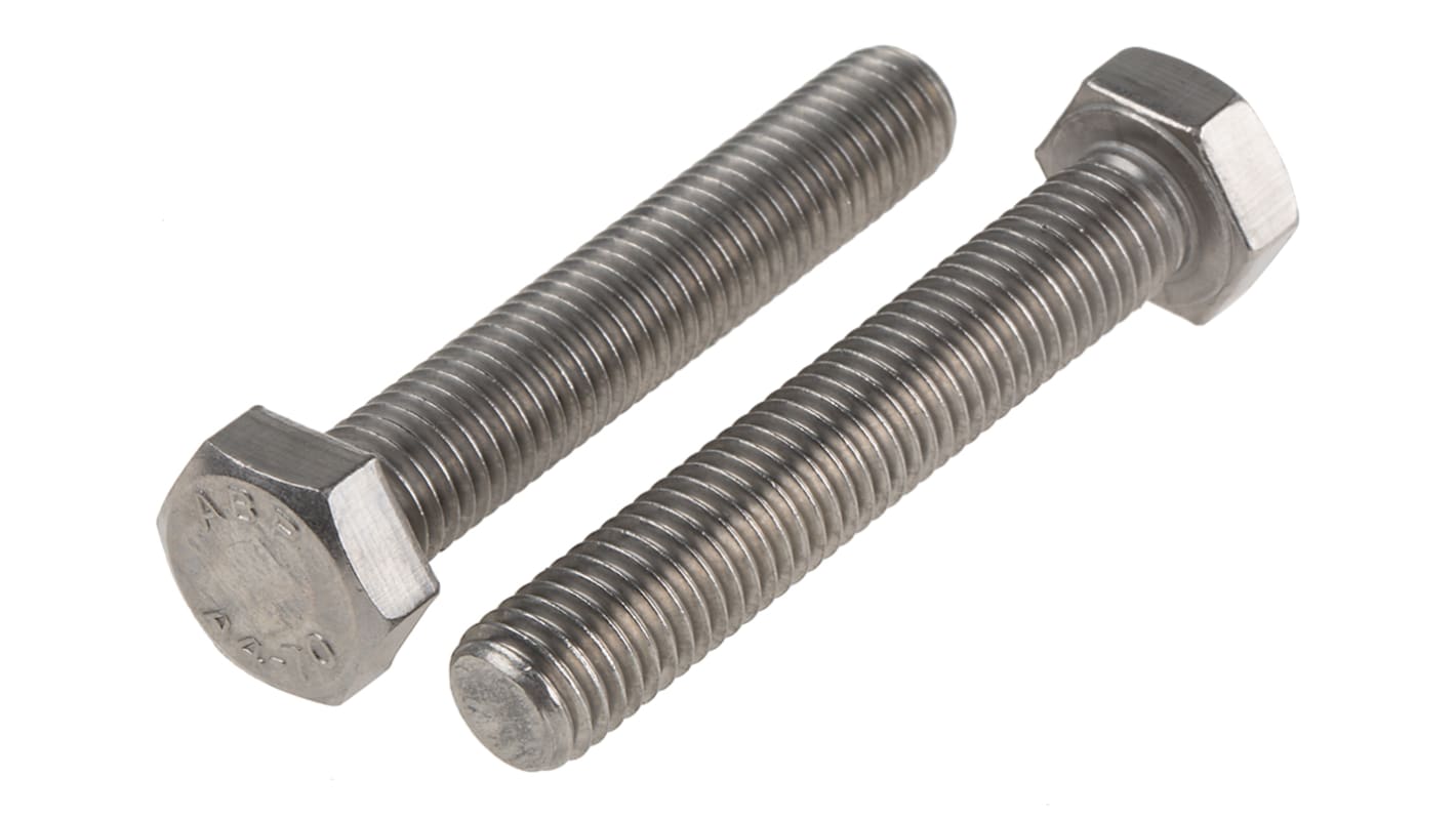 RS PRO Stainless Steel Hex, Hex Bolt, M12 x 70mm