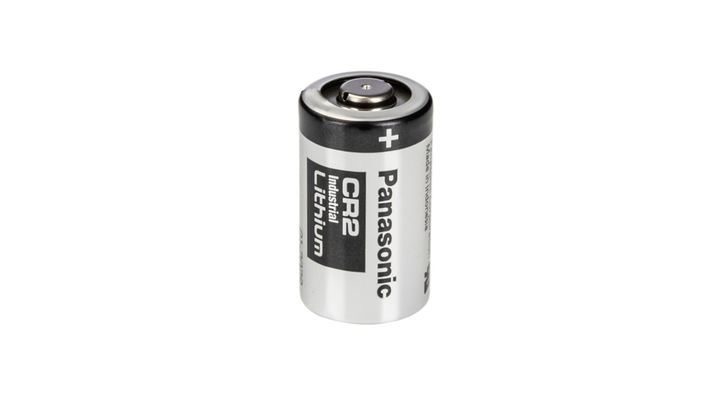 Panasonic CR2纽扣电池, 3V, 850mAh, 锂二氧化锰, PCB 引脚接端, 15.6 x 27mm, CR系列, CR2