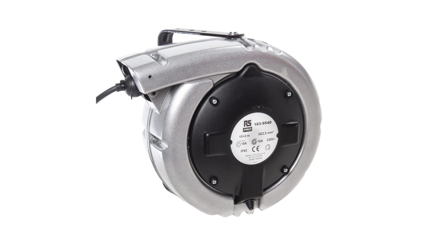 RS PRO 15m 0 Socket Cable Reel Cassette Reel, 230 V