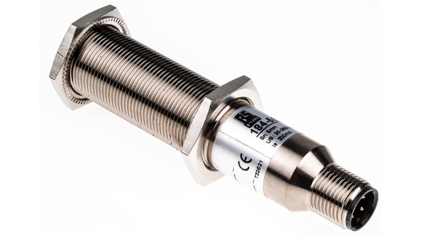 Rs-Online Sensore di prossimità Cilindro filettato RS PRO M18 rilevamento 5 mm 20 → 250 V c.a