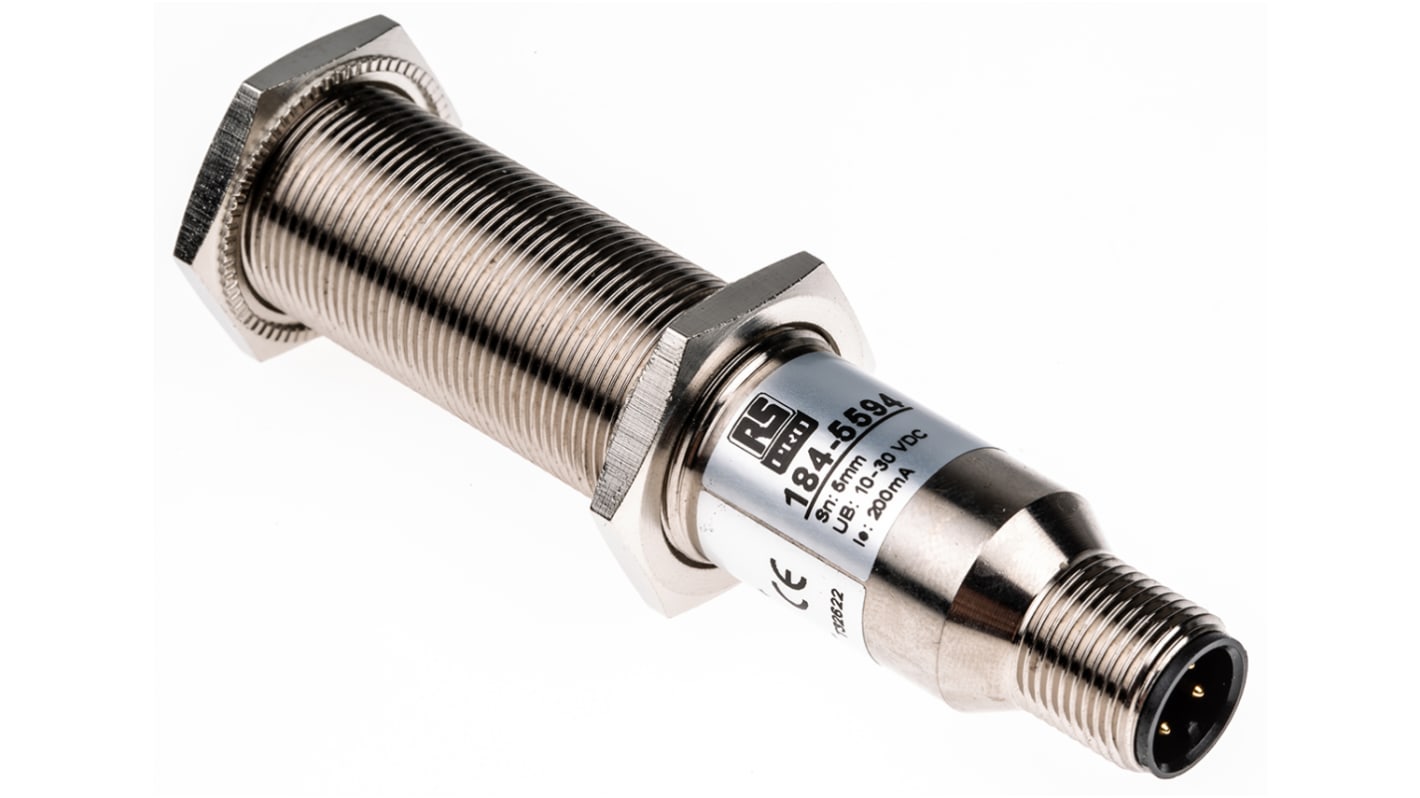 Rs-Online Sensore di prossimità Cilindro filettato RS PRO M18 rilevamento 5 mm 10 → 30 V c.c
